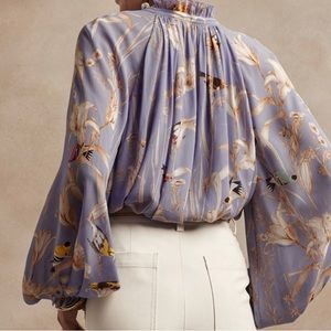 Banana Republic Lilac and Beige Floral Blouse